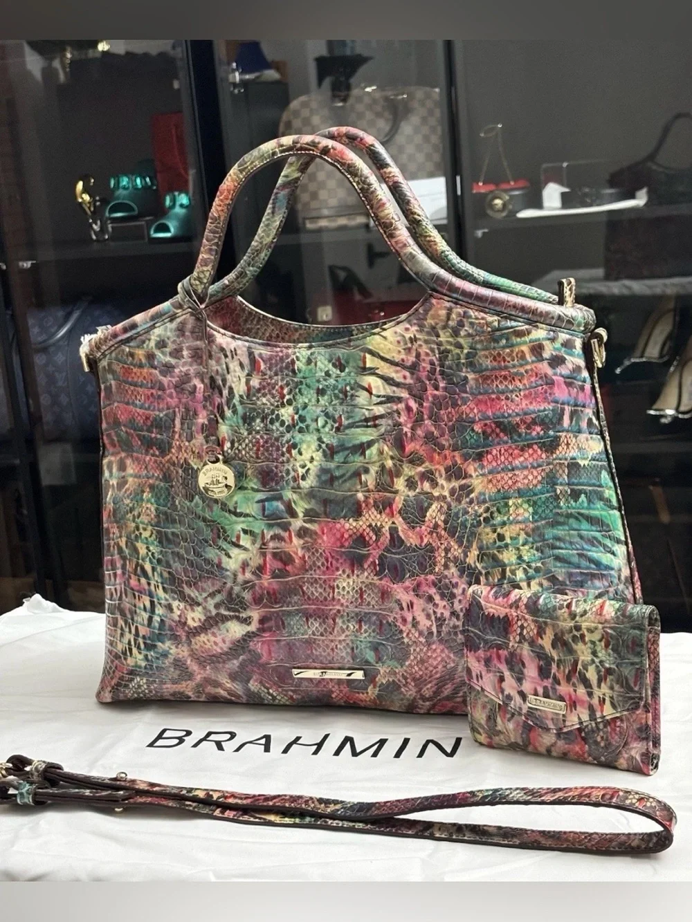 NWT Brahmin Large Elaine Shapeshifter Melbourne & Matching Wallet.